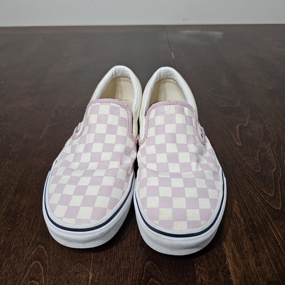 Women's Sz 8.5 Pink Checkered Slip On Vans - Picture 2 of 6